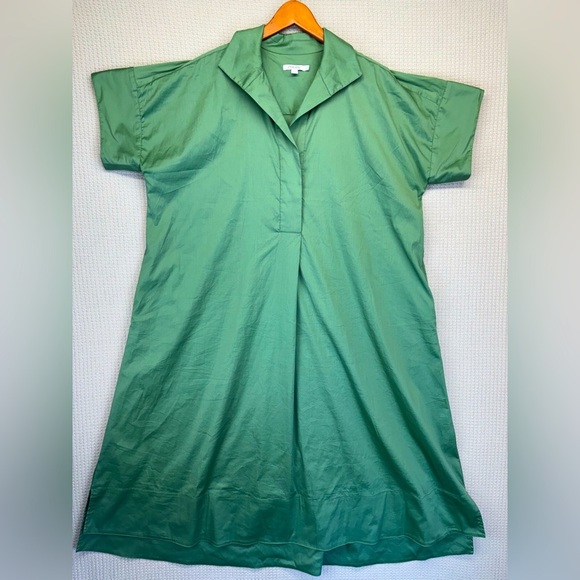Chicos Shirt Dress w/ Pockets 3XL Women's Maxi Stretch Cotton Olive Green EUC - Picture 1 of 11